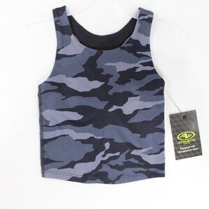 Athletic Works Girls Long Bra Tank Size XS (4-5) Black Gray Camo Workout Top